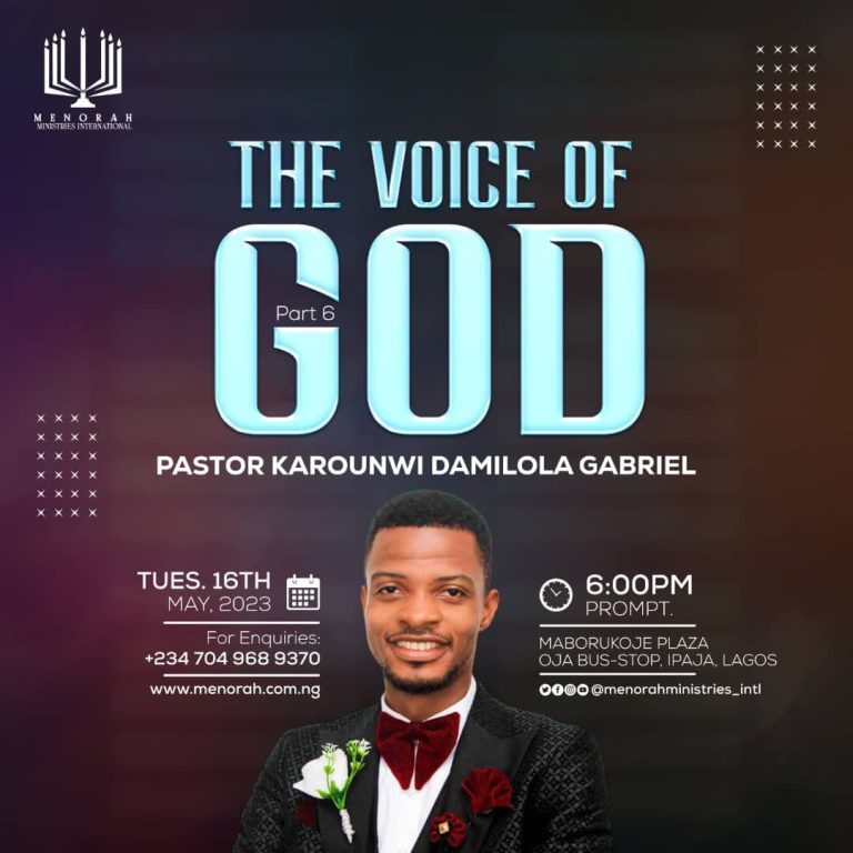 Read more about the article The Voice of God Part 6 – Pastor Karounwi Damilola Gabriel